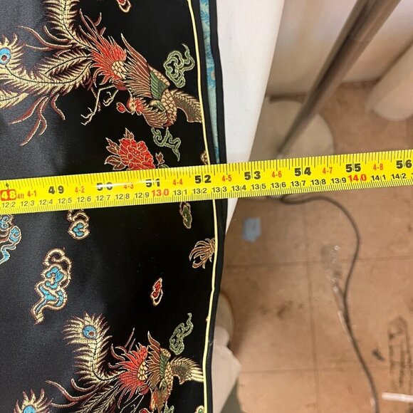 Yi Fang Asian Cheongsam Dress Women Black Embroidered Dragon Peacock Side Slit - Picture 11 of 14